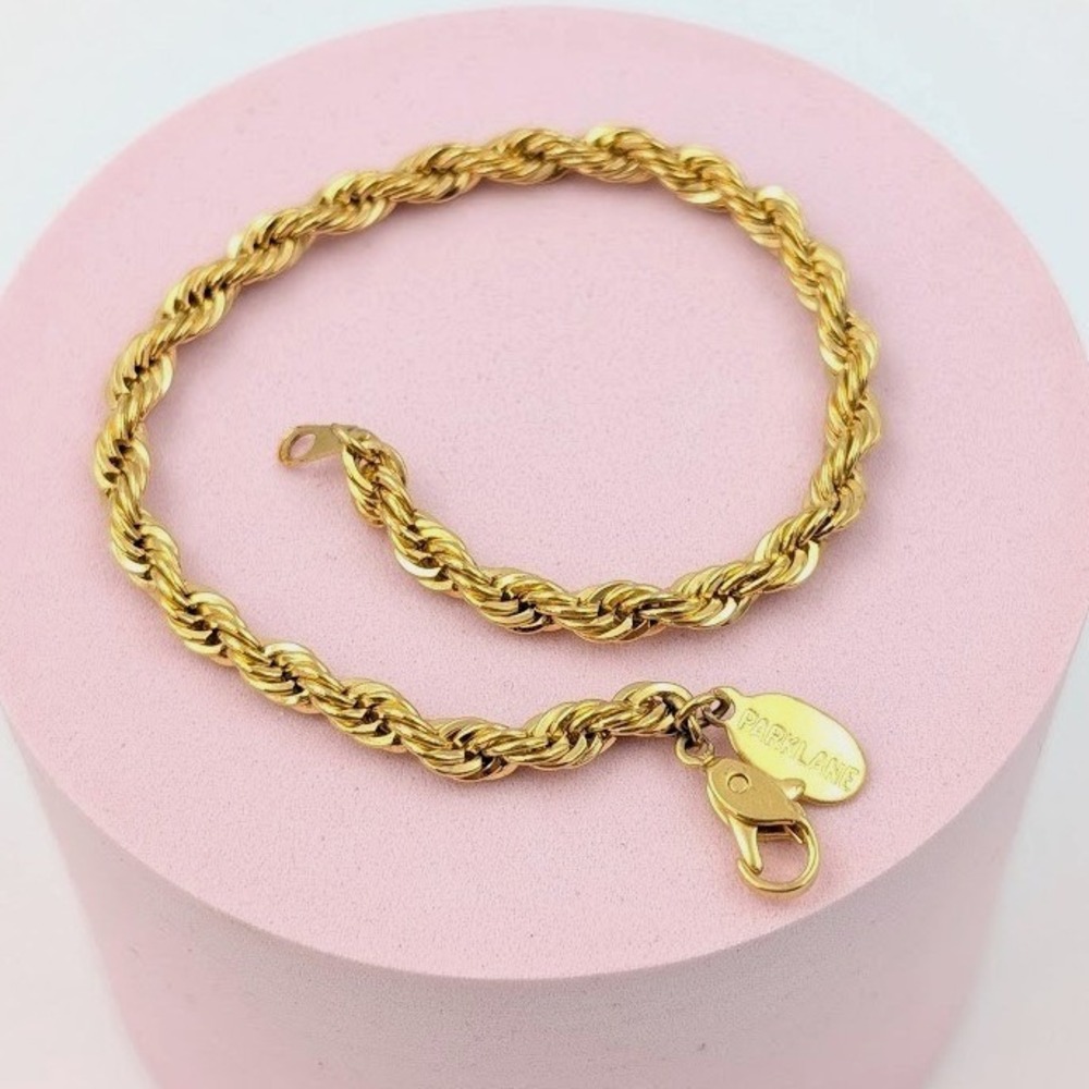 VTG Park Lane Rope Chain Bracelet‎ Gold Tone Womens Size 7 Minimalist Signed